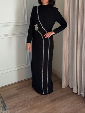 black modest evening gown